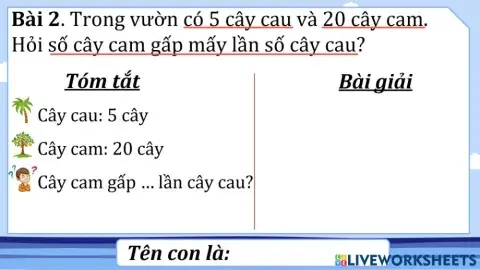 Bài 2 - so sánh số lớn gấp mấy lần số bé