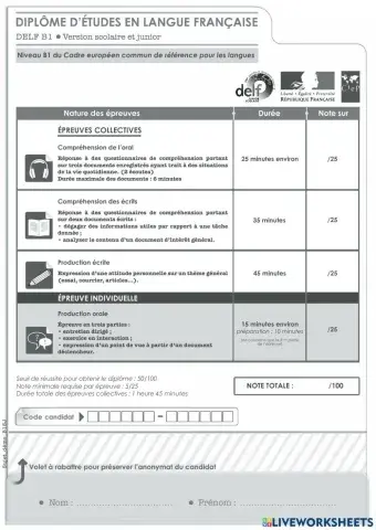 Examen delf junior b1 dascle