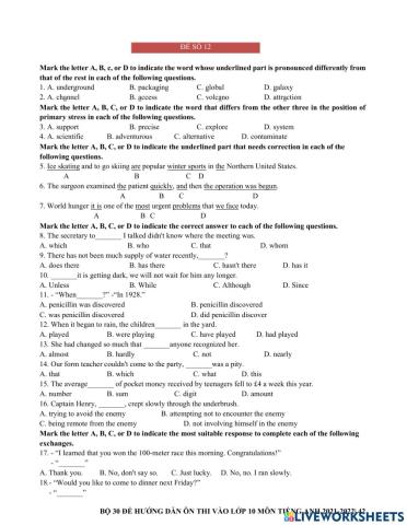 Ôn thi vào 10 - đề 12