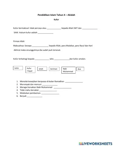 Pendidikan Islam Tahun 4 - Kufur (Akidah)