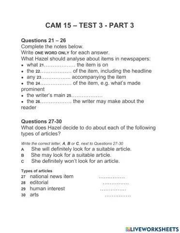 Cam 15 Test 3 Part 3 (Listening)