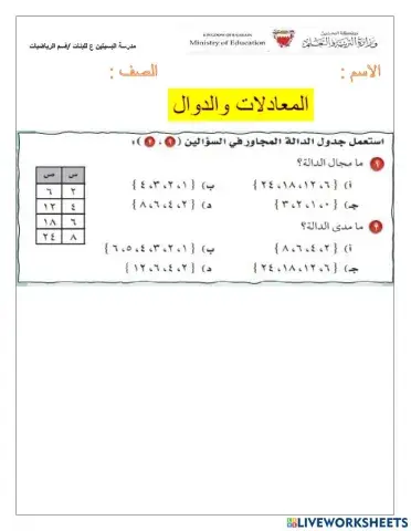 المعادلات والدوال