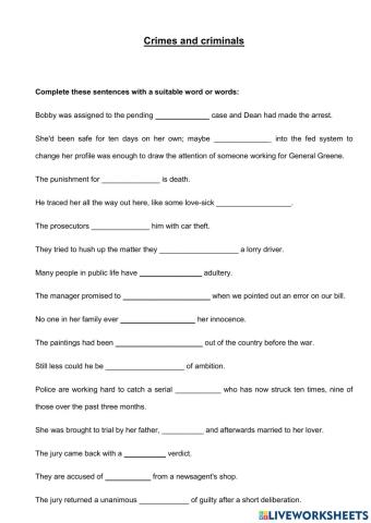 Crime and criminals vocab