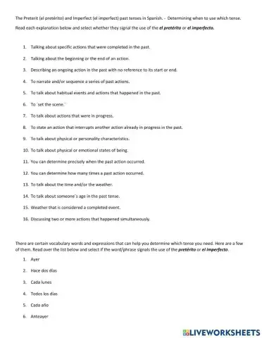 El pretérito vs. el imperfecto