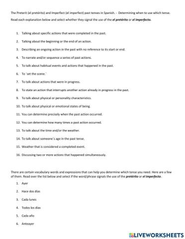 El pretérito vs. el imperfecto