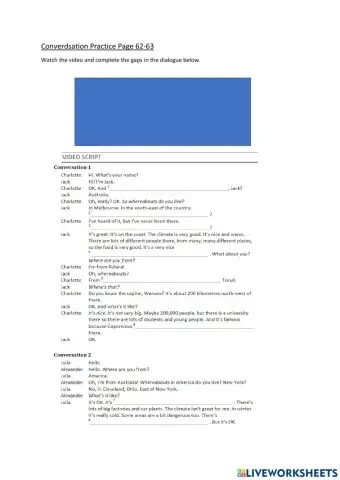 Conversation Practice Video U7 OC Pre Int