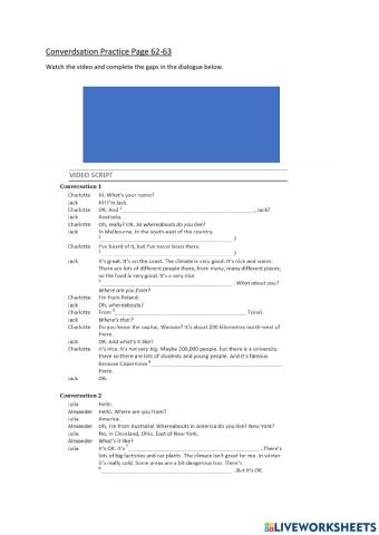 Conversation Practice Video U7 OC Pre Int