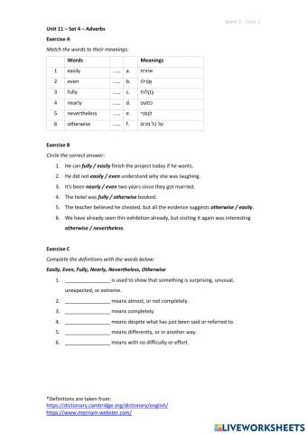 Band 3 (Core 1) - Unit 11 - Set 4