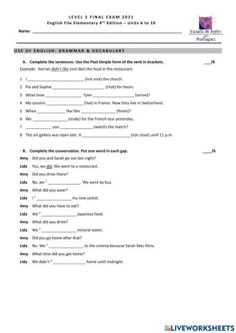 Final test level 2 adults