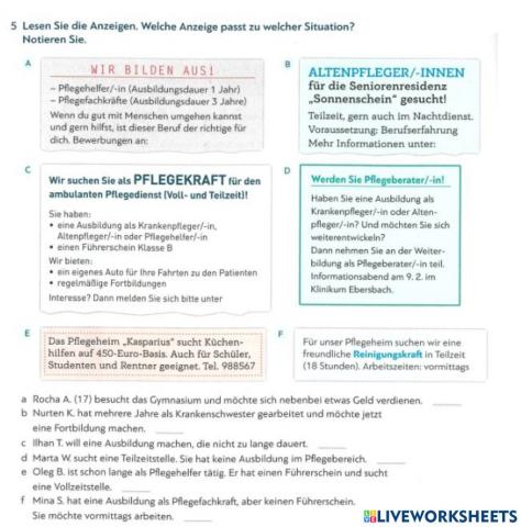 B1 Test zu Lektion 5 - 6