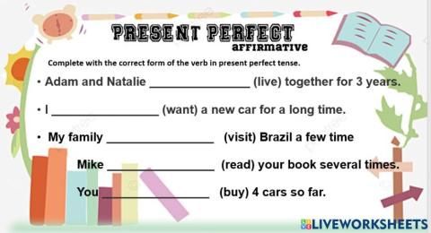 Present perfect affirmative sentences