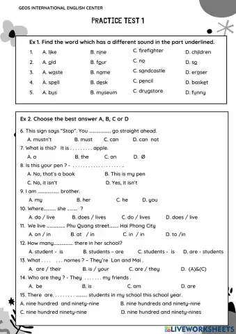 Practice test 1-Grade 5
