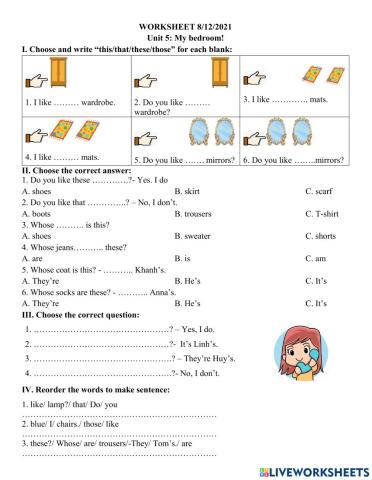 Unit 5: My bedroom 08122021