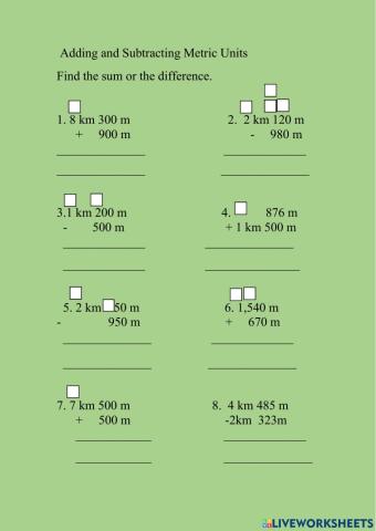 Adding and Subtracting Metric Units