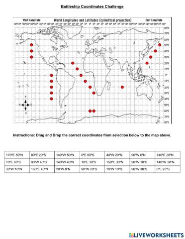 Mapping Coordinates Battleship Exercise