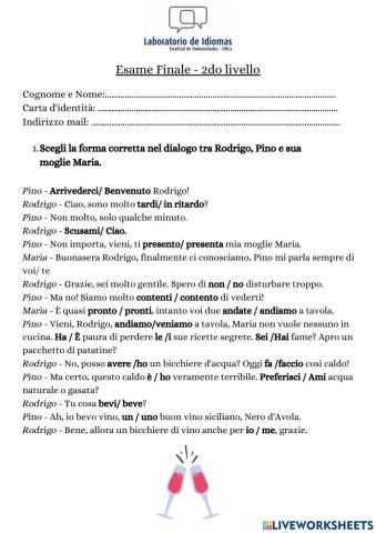 Esame Finale - 2do livello (A1)