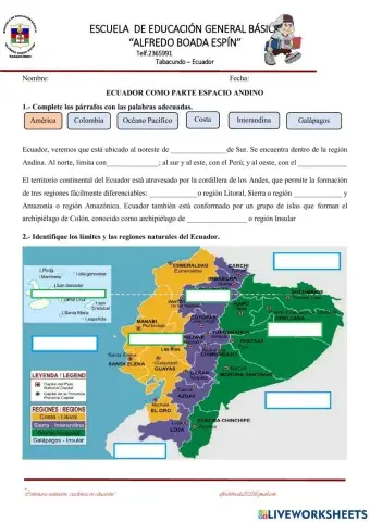 Ecuador como parte del espacio Andino.