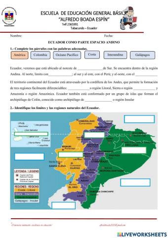 Ecuador como parte del espacio Andino.