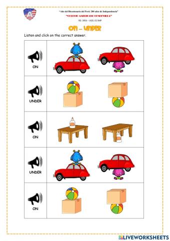 Prepositions ON - UNDER