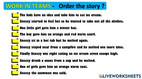 Story: sneezy the snowman