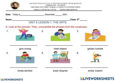 UNIT 6 LESSON 1- The arts