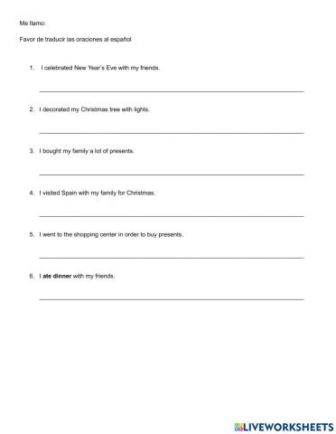 El pretérito con vocabulario navideño