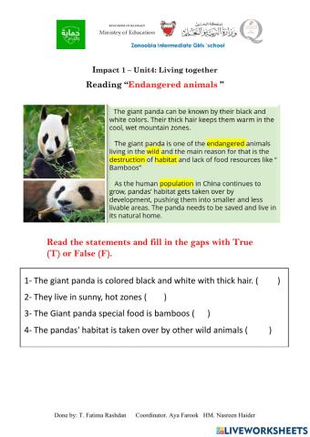 Unit 4 - Endangered animals