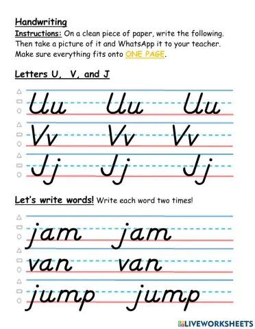 Handwriting U, V, and J