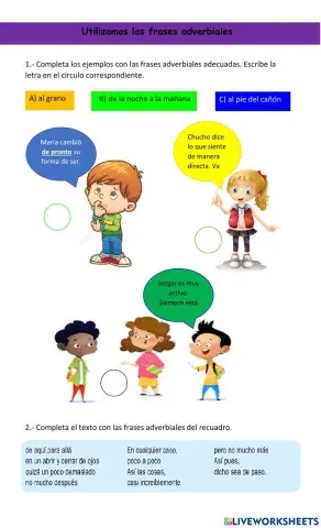 Utilizamos las frases adverbiales