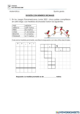 División de decimales