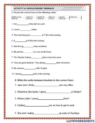 Present simple review