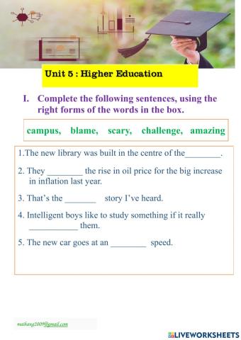 Unit 5 : Higher Education- Reading