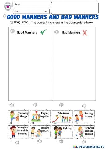 Tuesday  Task  Good Manners K2