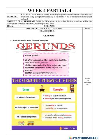 Ejercicios Online- 10th-EGB-GERUNDS