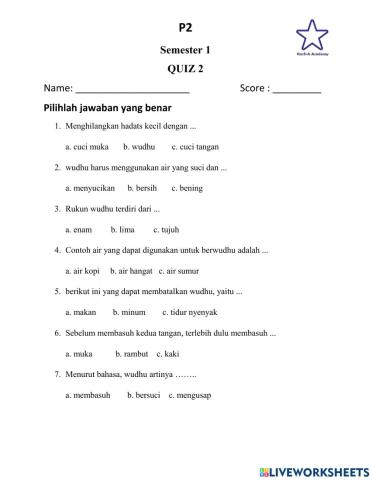 PAI quiz 2 semester 1