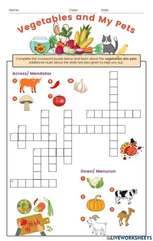Vegetables and my pets file Quis B Inggris Kelas 2