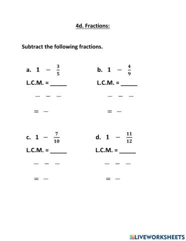 Whole number - fractions