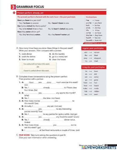 Grammar focus: Present perfect