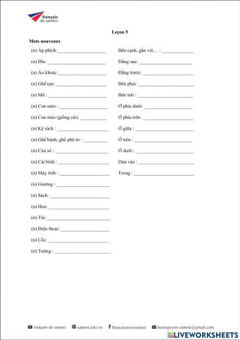 Le Nouveau Taxi 1 - Leçon 5 - Vocabulaire