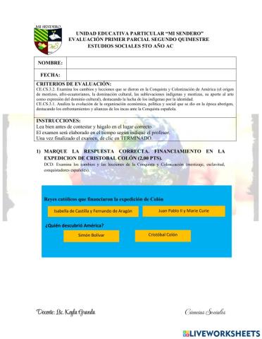 Examen 1p 2q quinto año AC