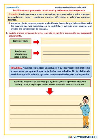Escribimos una propuesta de acciones