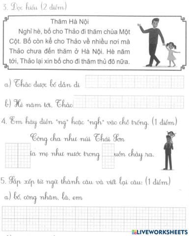 Phiếu ôn tập cuối kì môn Tiếng Việt