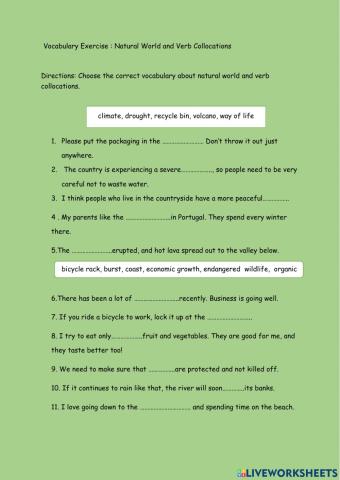 Natural World Vocabulary