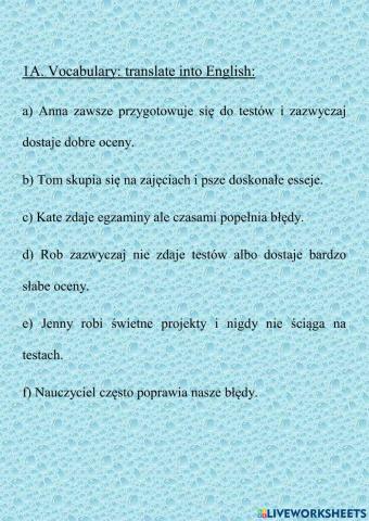 Brainy Unit 3 school language: sentences to translate