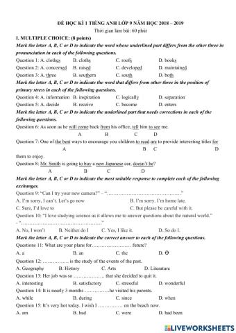 Review for high school entrance test