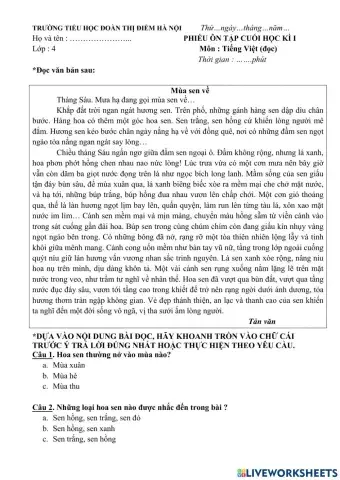 Ôn tập cuối kì 1