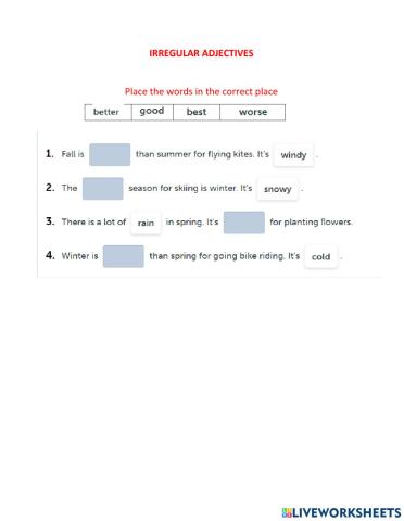 Irregular adjectives