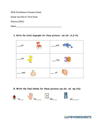 Phonics - Blends and Diagraphs