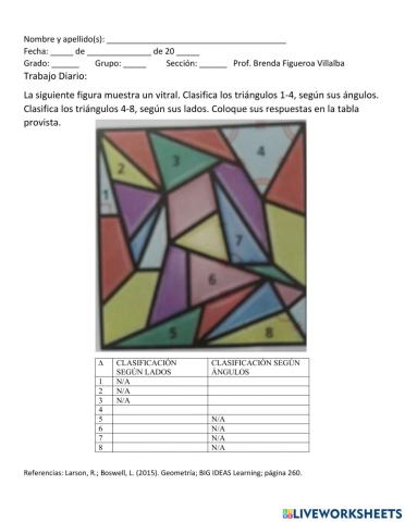 Vitral: Clasificación de Triángulos