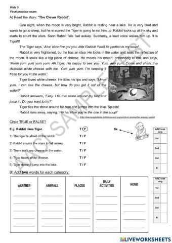 Kid's  box 3 final exam - review